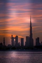 Fototapeta premium Dubai skyline sunrise