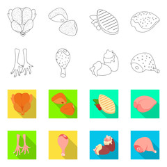 Isolated object of product and poultry symbol. Set of product and agriculture vector icon for stock.