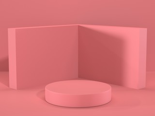 Render image of abstract pink color geometric shape background, modern minimalist mockup for podium display or showcase