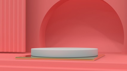 Render image of abstract pink color geometric shape background, modern minimalist mockup for podium display or showcase