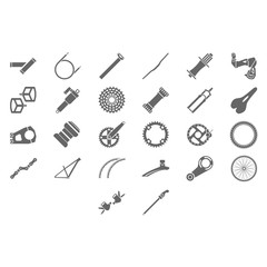 Bicycle parts and components icons for eshop menu. - obrazy, fototapety, plakaty