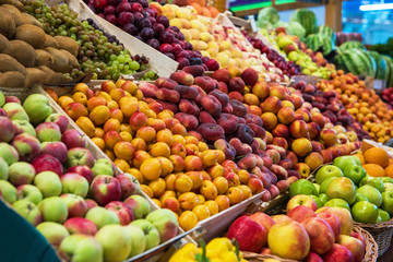 Assortment of fresh fruits at the market