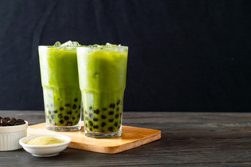 green tea latte with bubble