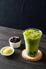 green tea latte with bubble