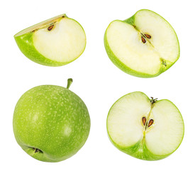 Fresh green apple isolated on white background with clipping path
