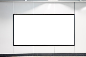 Blank advertising display in subway station underpass public area