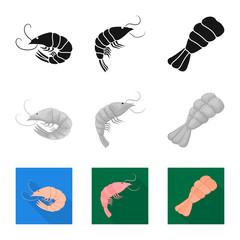 Isolated object of appetizer and ocean logo. Collection of appetizer and delicacy vector icon for stock.