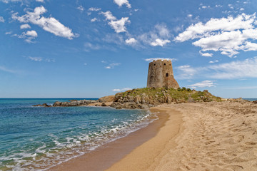 Fototapeta na wymiar Spanish Tower - Torre di Bari - Sardinia, Italy