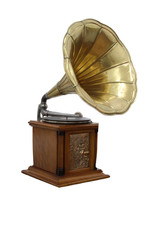 old gramophone isolated on a white background