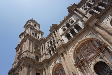 Fototapeta na wymiar Angle of Malaga Cathedral
