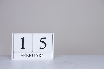 February Date Cube White Background