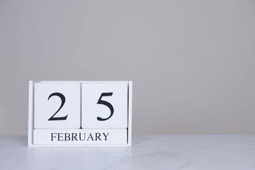 February Date Cube White Background