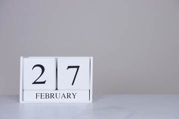 February Date Cube White Background