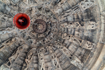 The roof inside small hindu temple