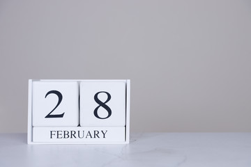 February Date Cube White Background