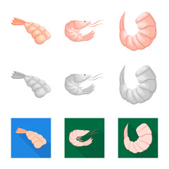 Vector illustration of appetizer and ocean sign. Set of appetizer and delicacy stock symbol for web.