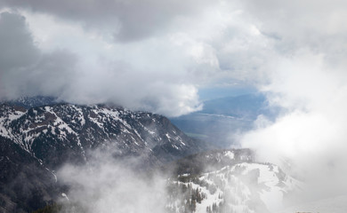 Mountain tops through the clouds