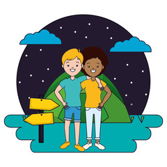 two women camping tent night stars