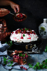 Gooseberry Pavlova..Style vintage