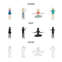 Fototapeta na wymiar Vector illustration of posture and mood icon. Set of posture and female stock vector illustration.