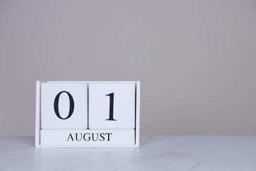 August Date Cube White Background