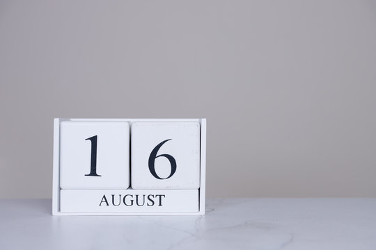 August Date Cube White Background