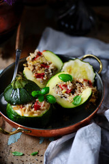 Stuffed zuccini with rice..selective focus