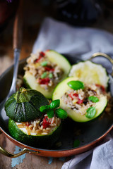 Stuffed zuccini with rice..selective focus