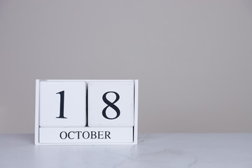 October Date Cube White Background