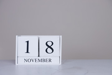 November Date Cube White Background