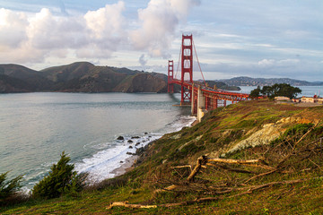 The Golden Gate Bridge viewed from the Presidio