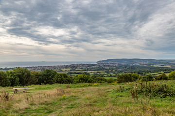 Fototapeta na wymiar Looking out over an Isle of Wight landscape towards the coast