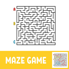 Colored square labyrinth. Game for kids. Puzzle for children. Maze conundrum. Flat vector illustration.