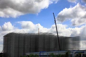 huge metal frame for new warehouse