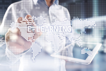 E-learning, International online education concept. Internet and technology.