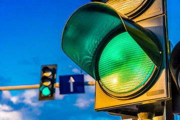 Traffic lights over urban intersection