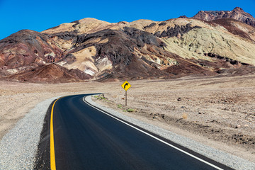 A newly paved curving road, Death Valley