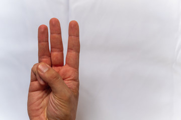 Obraz premium A hand shows different signs on white background