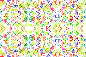 Seamless endless repeating bright ornament of multi-colored geometric shapes