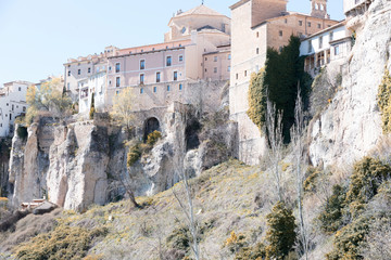 Hanging houses on the stones in Cuenca city of Spain