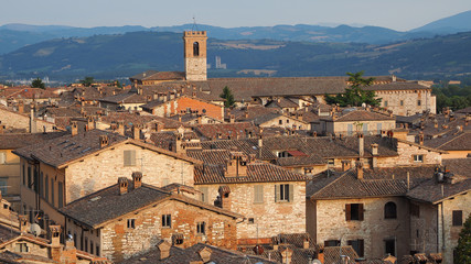 Obraz premium Gubbio, one of the most beautiful small town in Italy. Aerial view of the village from the upper square