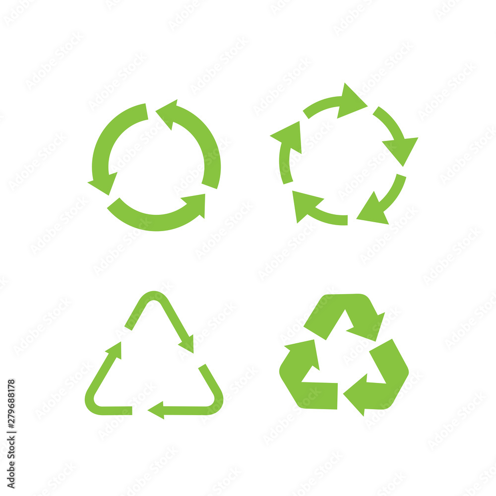 Poster Recycle icon set template color editable. Recycle symbol pack vector sign isolated on white background. Simple logo vector illustration for graphic and web design.