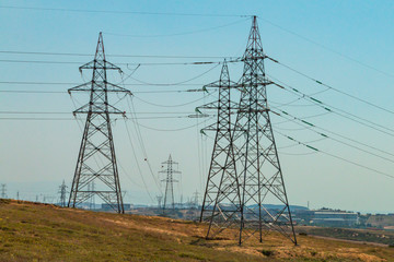Metal electric cable poles used in the field