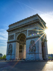 Fototapeta na wymiar A view of the Arc de Triomphe located in Paris, France.