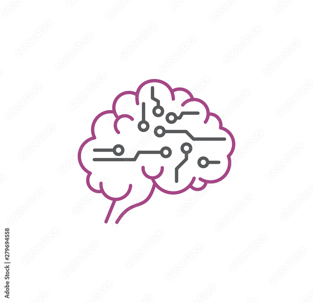 Poster artificial intelligence ai related icon on background for graphic and web design. simple illustratio