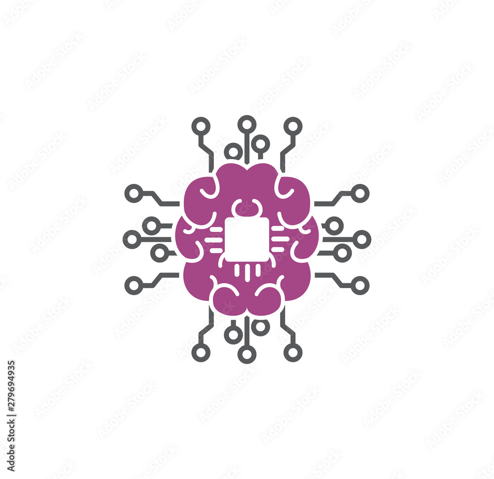 Poster artificial intelligence ai related icon on background for graphic and web design. simple illustratio