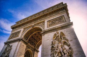 Naklejka na ściany i meble A view of the Arc de Triomphe located in Paris, France.