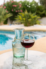 Carafe of water and glass wine