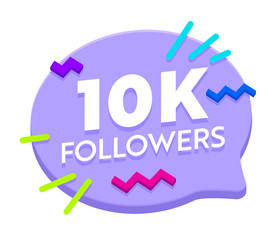 10k Followers Post Banner in Speech Bubble Shape with Decoration in Memphis Style