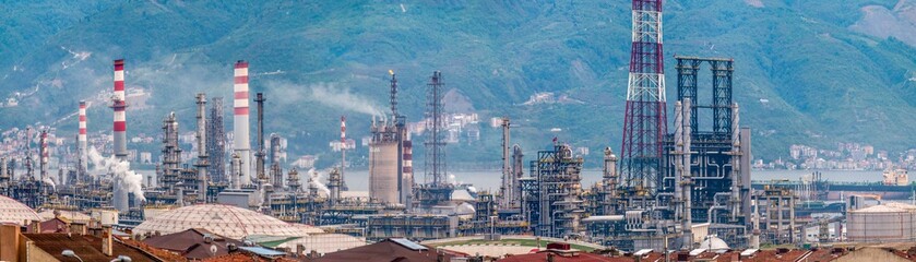 Turkey - April 30 ,2019 :Tupras Izmit petroleum refinery. Tupras is Turkey's largest oil refinery